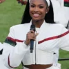 Coco Jones Super Bowl LX White Jacket