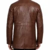 Cognac Brown Lambskin Leather Car Coat Men