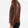 Cognac Brown Quilted Biker Style Leather Jacket Mens