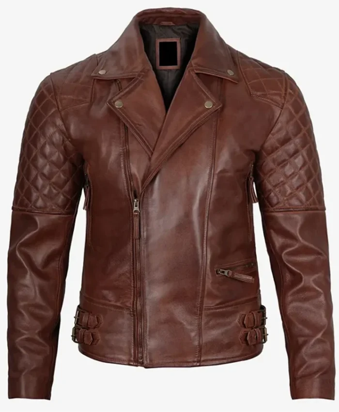 Cognac Motorcycle Leather Biker Jacket