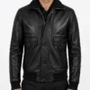 Colman Domingo 2026 Black Leather Bomber Jacket Mens