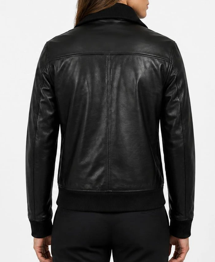 Colman Domingo 2026 Black Leather Bomber Jacket Women