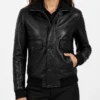 Colman Domingo 2026 Black Leather Bomber Jacket Womens