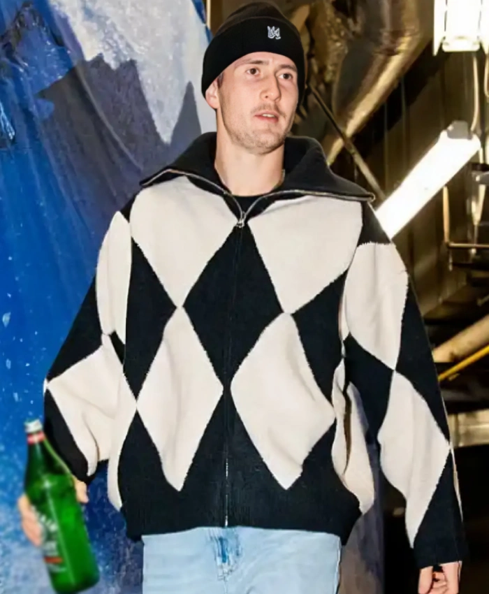 Colorado Avalanche 2025 Martin Necas Zip Up Argyle Pattern Jacket
