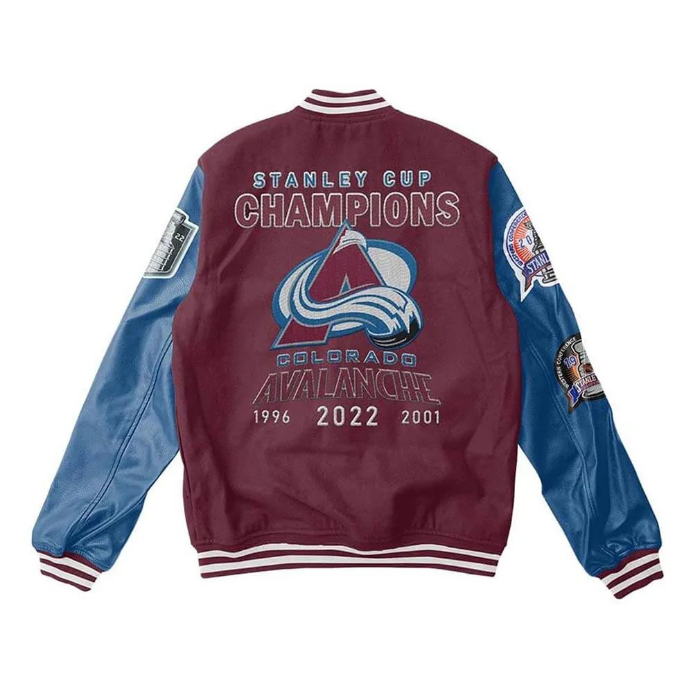 Colorado Avalanche Champions Varsity Maroon And Blue Jacket Back