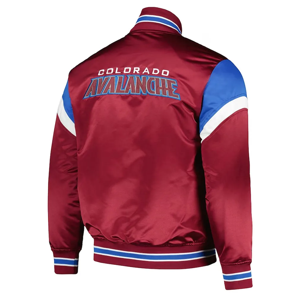 Colorado Avalanche Midweight Burgundy Satin Jacket Back