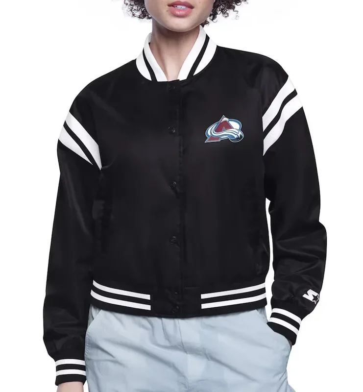 Colorado Avalanche Printed Logo Varsity Satin Jacket
