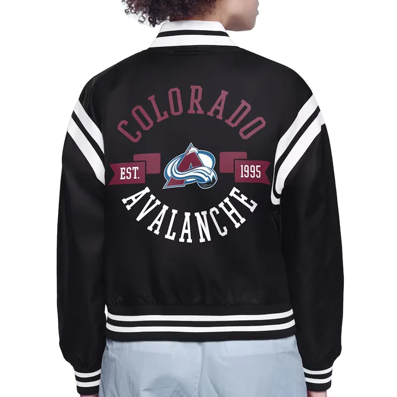 Colorado Avalanche Printed Logo Varsity Satin Jacket Back