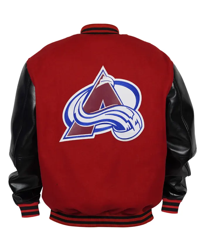 Colorado Avalanche Red And Black Varsity Jacket Back