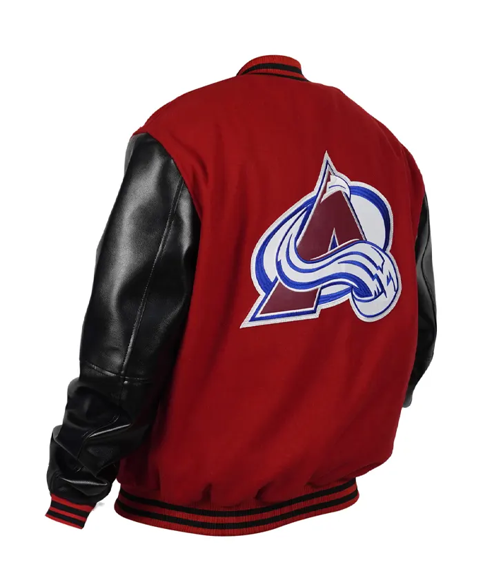 Colorado Avalanche Red And Black Varsity Jacket Left