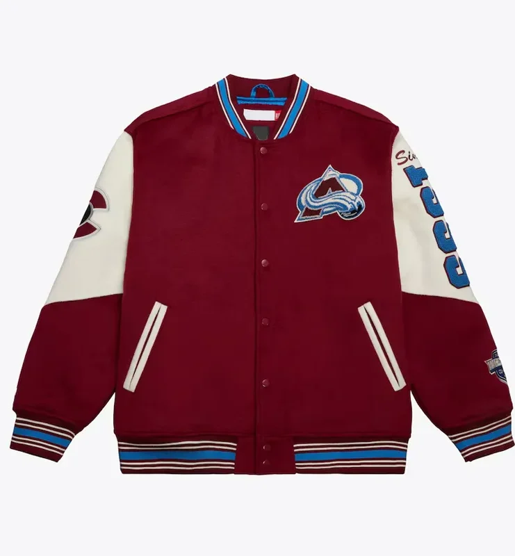 Colorado Avalanche Team History Burgundy Vintage Logo Varsity Jacket