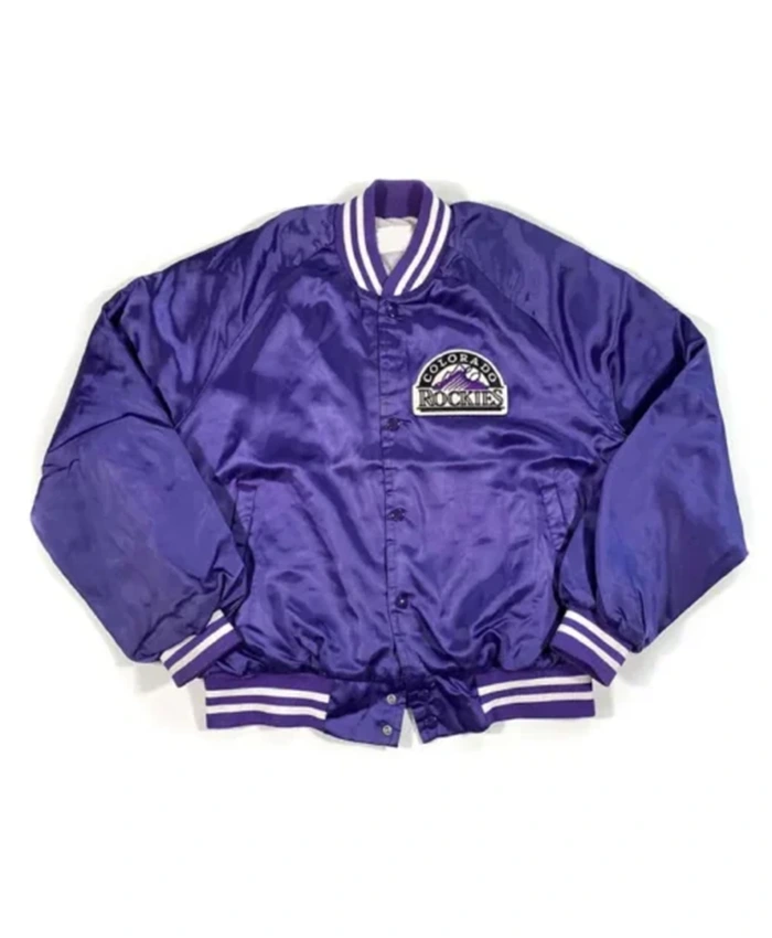 Colorado Rockies 80s Purple Letterman Varsity Jacket