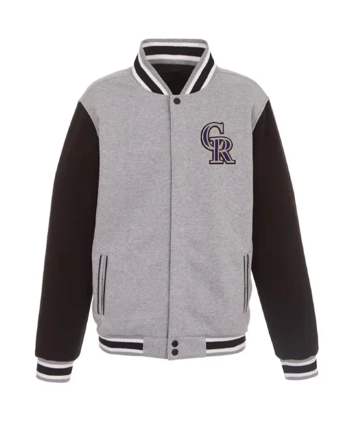 Colorado Rockies Grey And Black Varsity Jacket