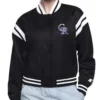 Colorado Rockies Printed Logo Black Varsity Jacket