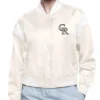 Colorado Rockies Printed Logo Cream Varsity Jacket