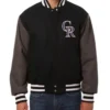 Colorado Rockies Two Tone Black And Charcoal Varsity Jacket