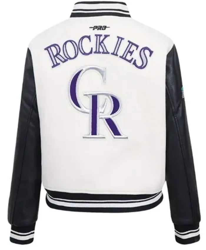 Colorado Rockies White Black Varsity Wool Jacket