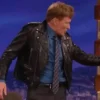 Conan OBrien Black Biker Leather Jacket
