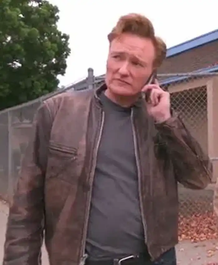 Conan OBrien Distressed Brown Leather Jacket