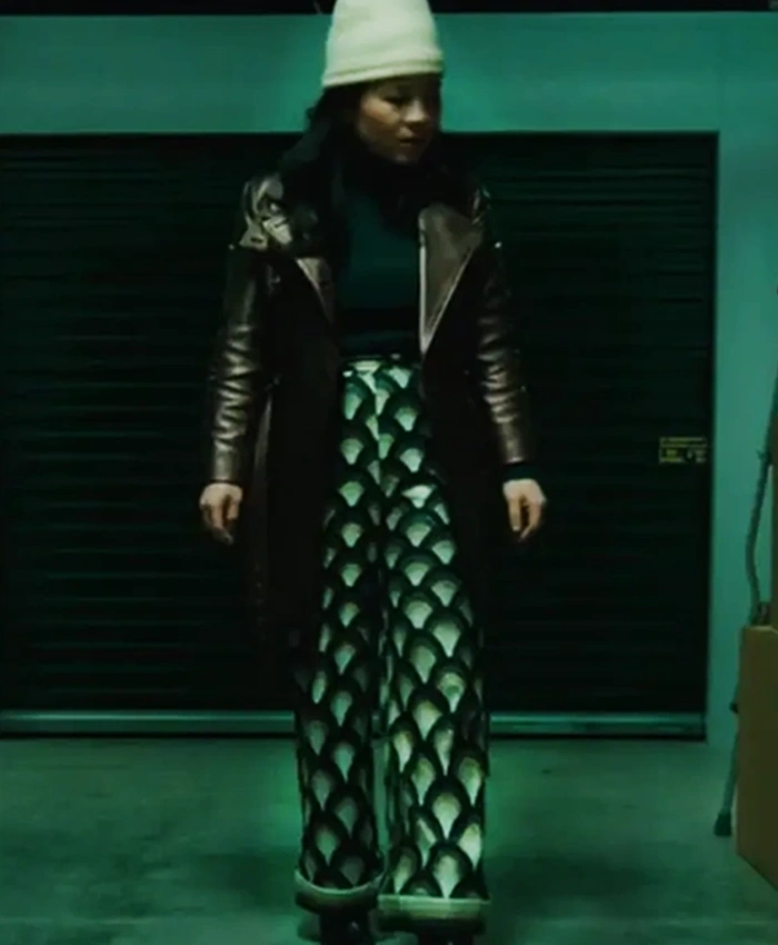 Control Freak 2025 Kelly Marie Tran Brown Leather Coat