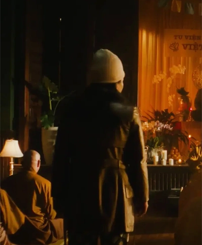 Control Freak 2025 Kelly Marie Tran Brown Leather Coat - Image 3
