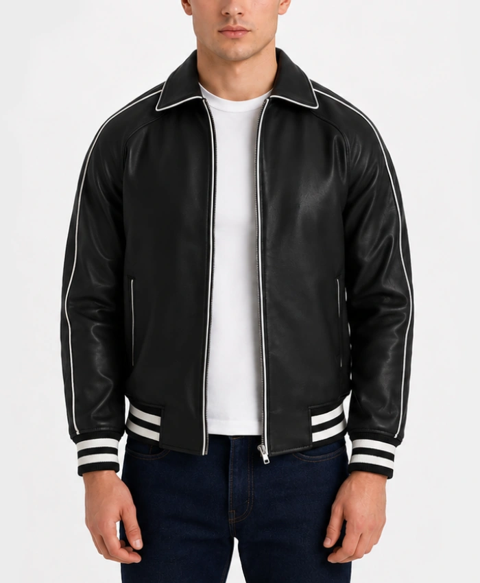 Cooper Leather Black Varsity Jacket