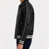 Cooper Black Leather Varsity Jacket