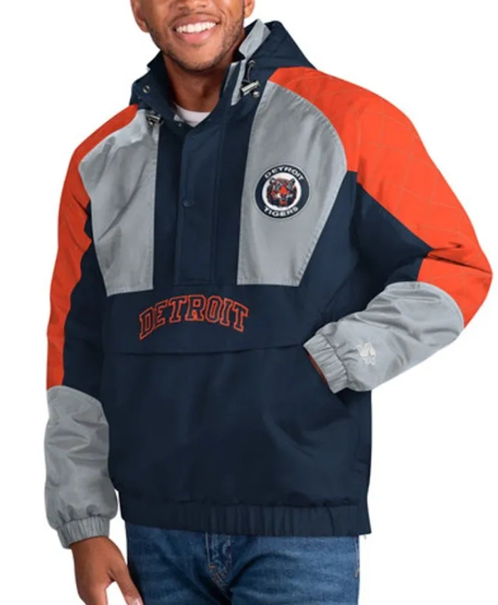 Cooperstown Detroit Tigers The Body Check Half Zip Hooded Jacket