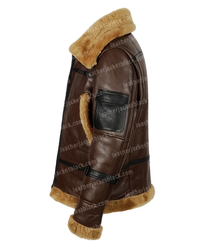 Corwin Brown Shearling Aviator Leather Jacket - Image 3