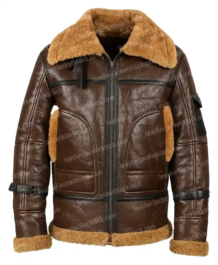 Corwin Brown Shearling Aviator Leather Jacket