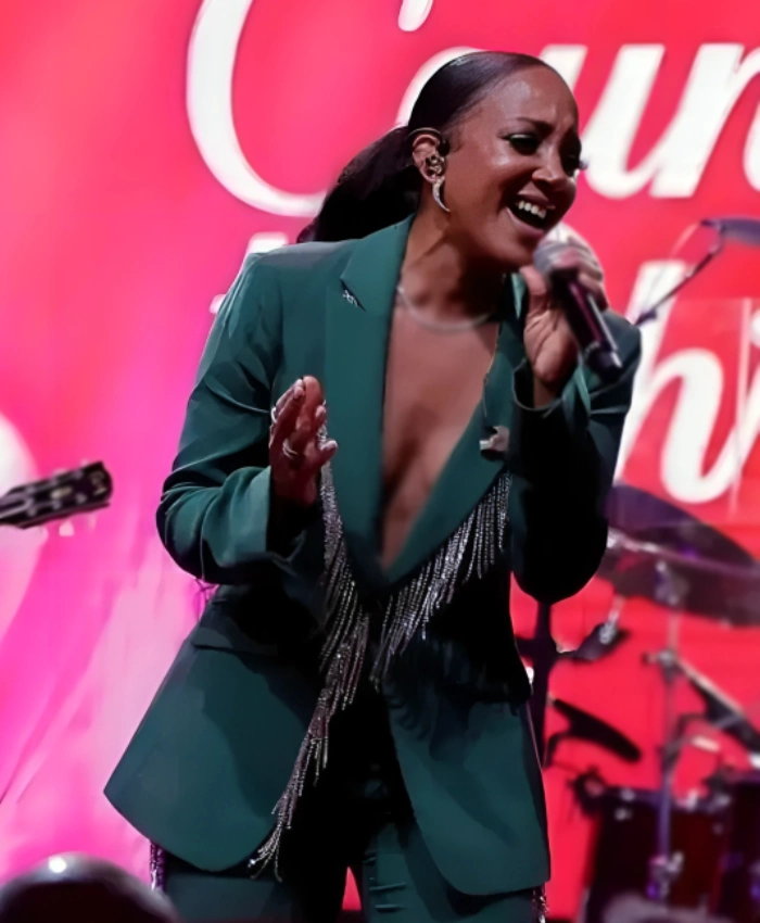 Countdown To Christmas 2025 Mickey Guyton Rhinestone Fringe Blazer - Image 2