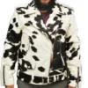 Cowhide Biker Leather Fur Jacket
