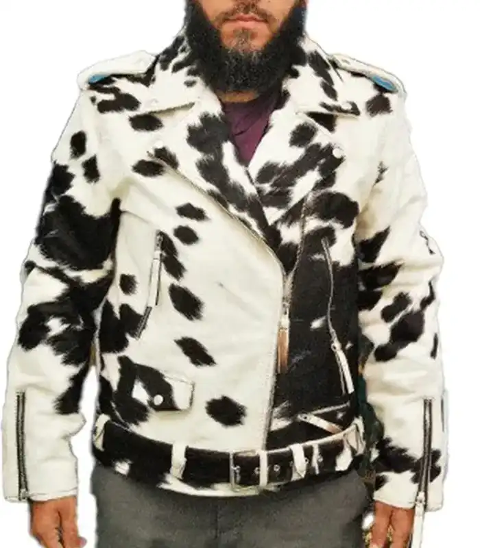 Cowhide Biker Leather Fur Jacket