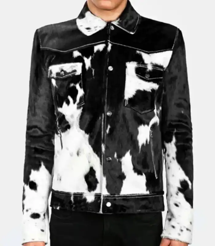 Cowhide Black And White Fur Leather Jacket