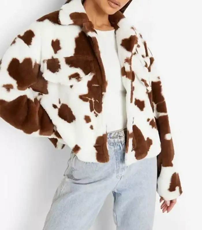 Cowhide Brown And White Fur Jacket