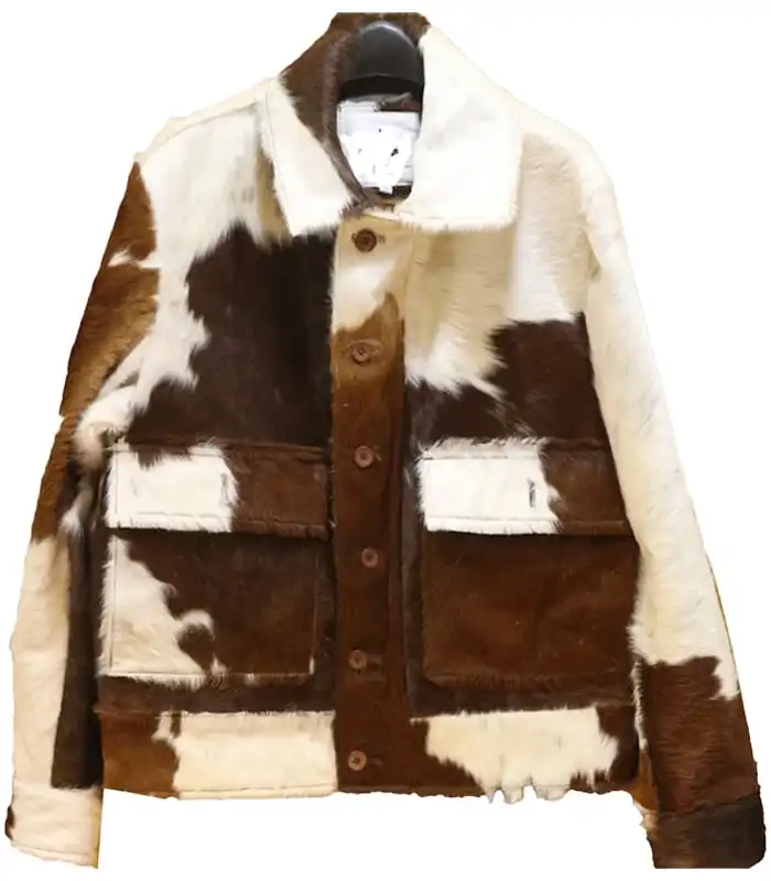 Cowhide Brown And White Leather Fur Jacket