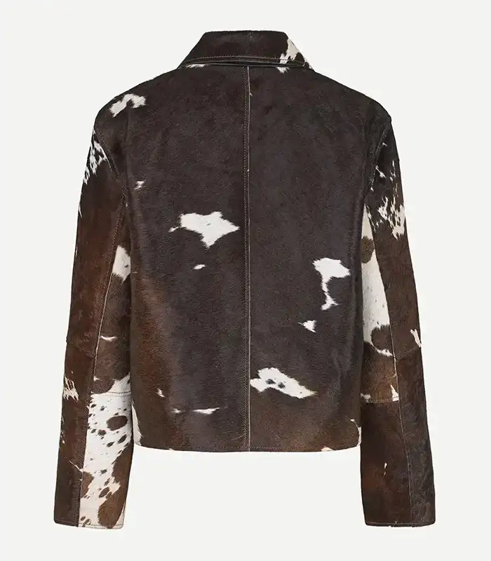 Alternative view of Cowhide Classic Brown And White Leather Jacket
