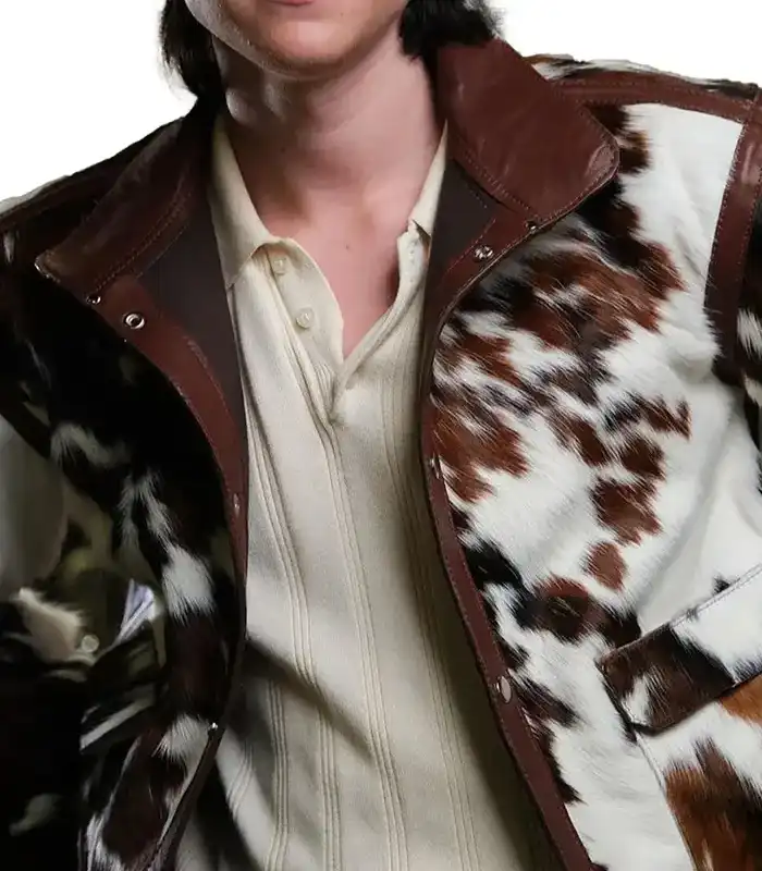 Cowhide Colorblock Fur Jacket