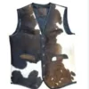 Cowhide Colorblock Leather Vest