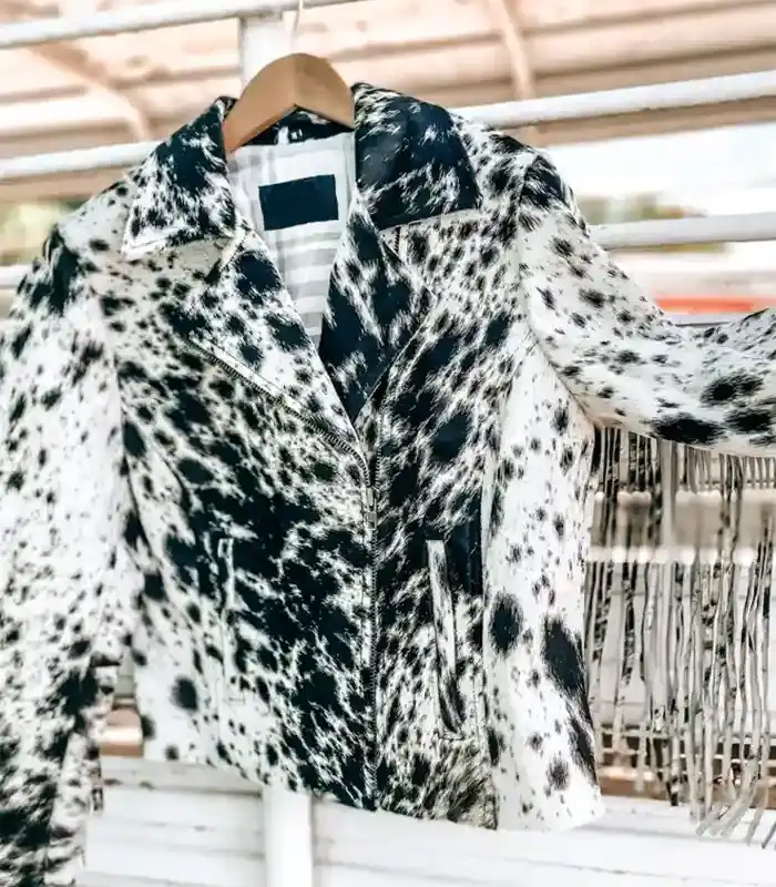 Cowhide Fringe Black And White Fur Jacket
