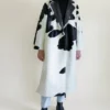 Cowhide Fur Black And White Trench Coat