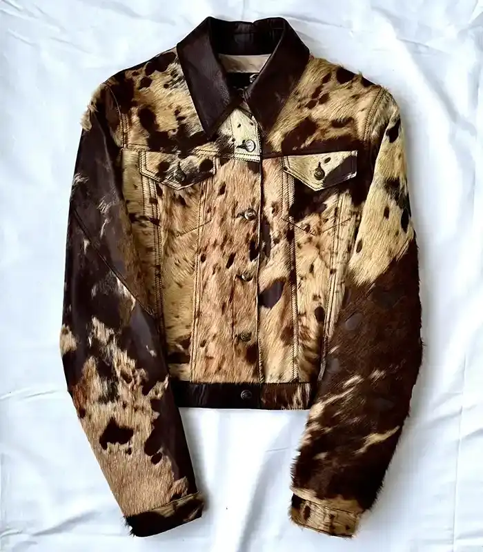 Cowhide Fur Brown Leather Jacket
