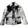 Cowhide Grey And Black Leather Jacket