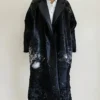 Cowhide Leather Fur Trench Coat
