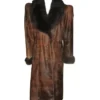Cowhide Unique Brown Leather Fur Coat