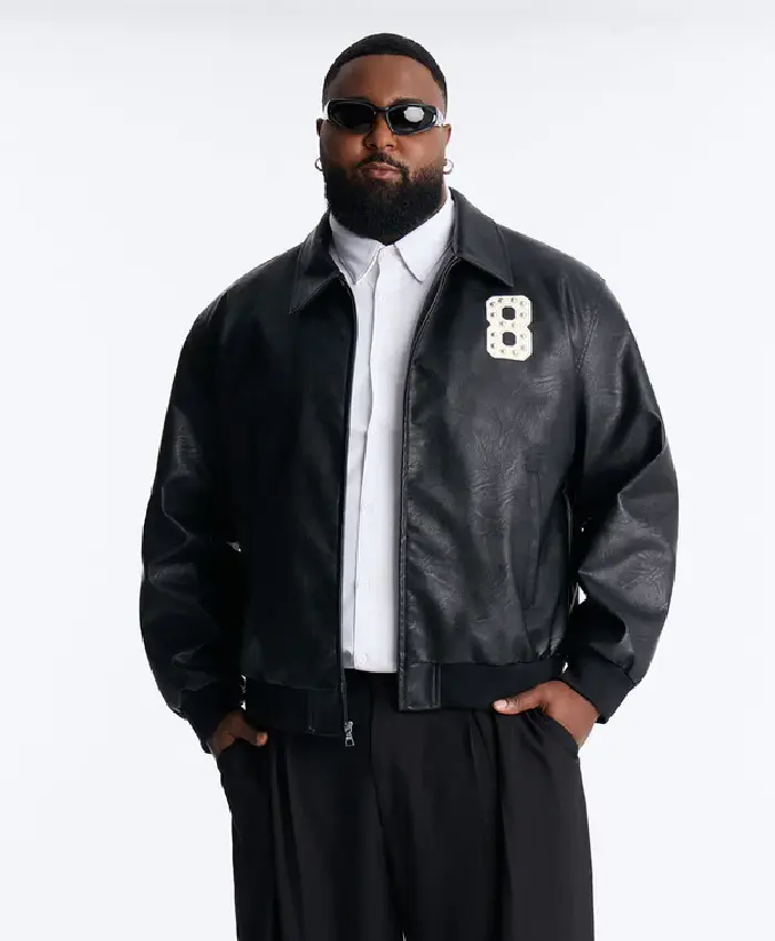 Crimson Blessed Leather Studded Bomber Jacket