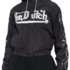 Crystal Heart Black Windbreaker Hooded Jacket
