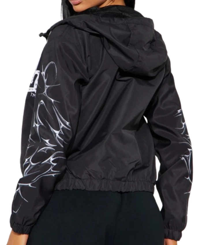 Crystal Heart Black Windbreaker Jacket