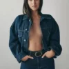 Dakota Johnson Calvin Klein 2026 Navy Blue Denim Jacket