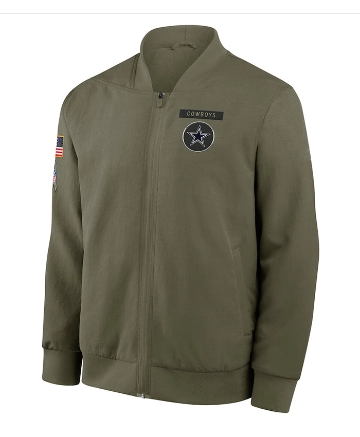 Dallas Cowboys 2025 Salute To Service Olive Green Bomber Jacket